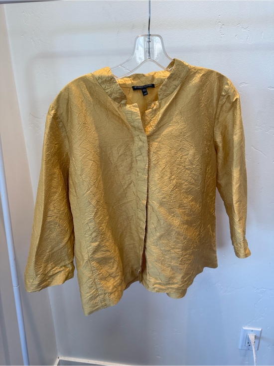 Eileen Fisher Jackets & Blazers - Eileen Fisher Mustard Crinkled Open-Front Jacket
